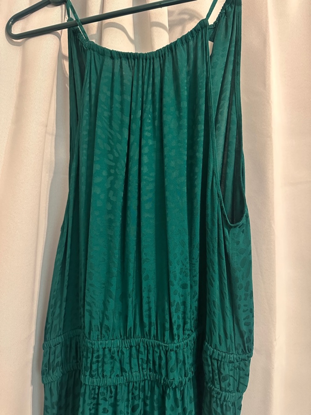 Loft emerald green Halter Maxi Dress with Subtle Animal Jacquard